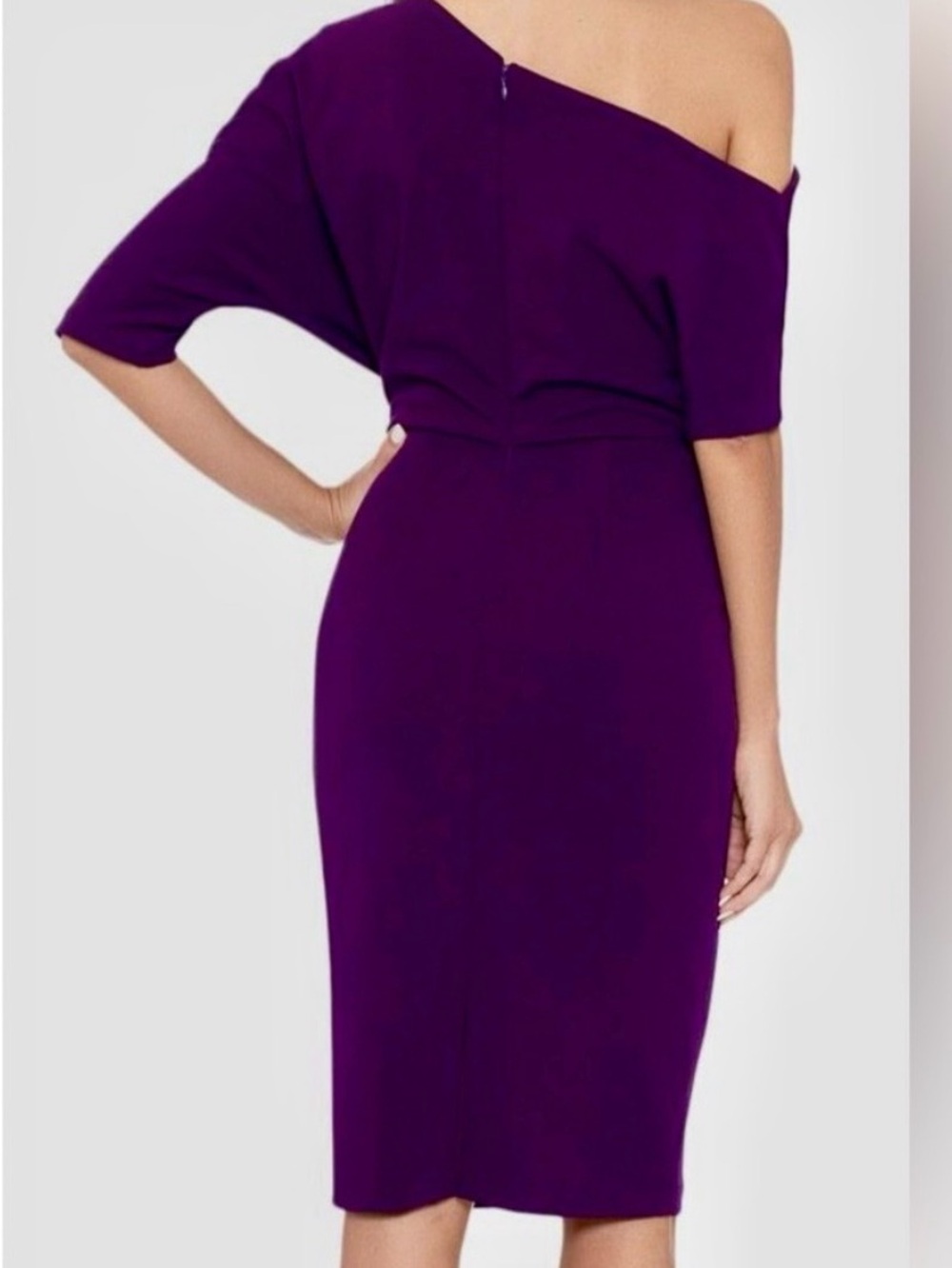 Betsy & Adam One-Shoulder Plum Cocktail Sheath Dress